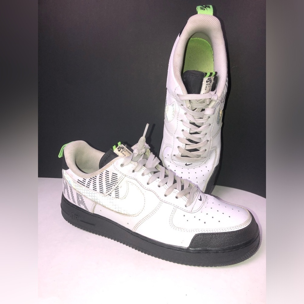 Nike Air Force 1 Grey and Green Sneakers 9.5
